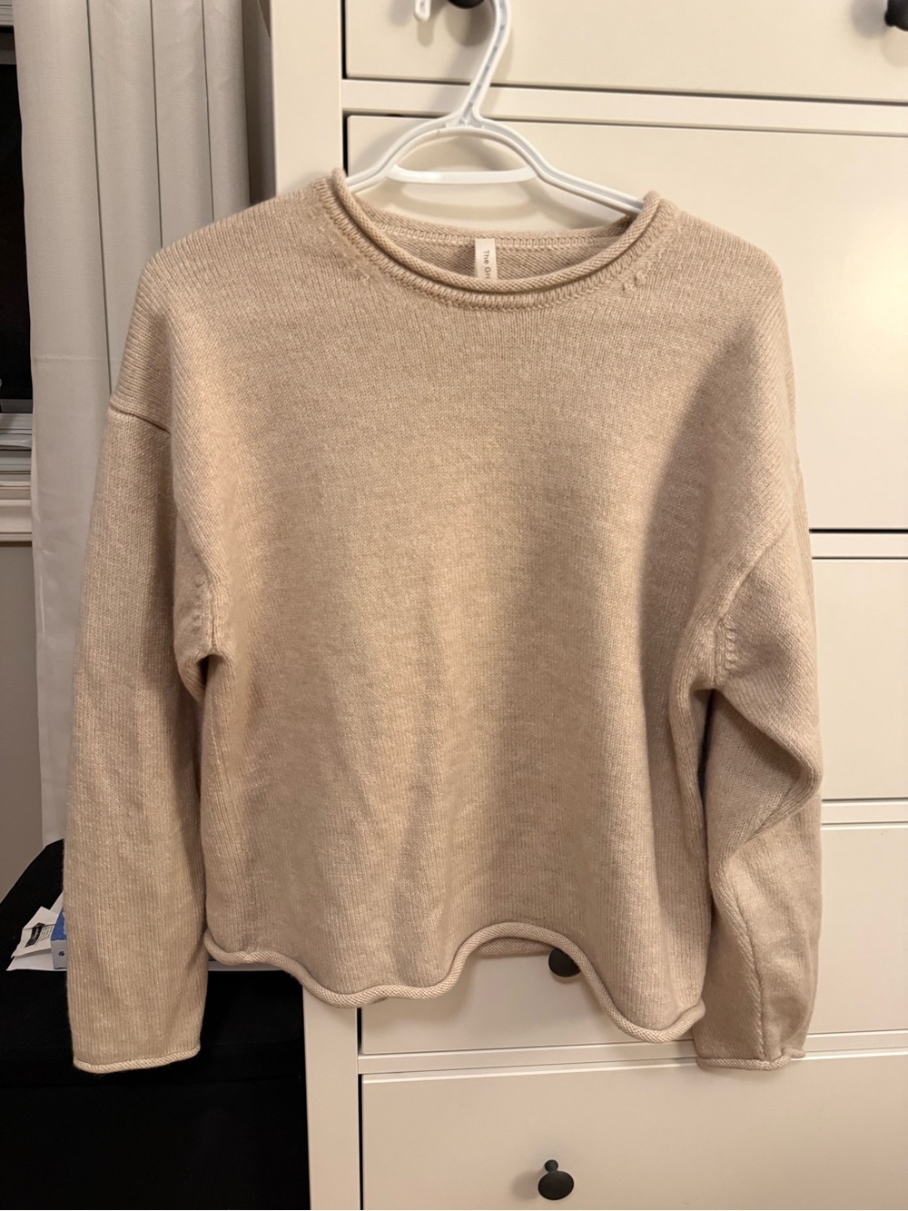 Babaton 100% Merino Wool Sweater in Light Beige